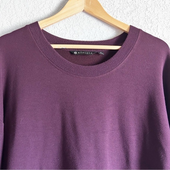 Athleta Coaster Luxe Sweatshirt Eggplant Plum Thumbhole Long Sleeve Crew… - Picture 5 of 10